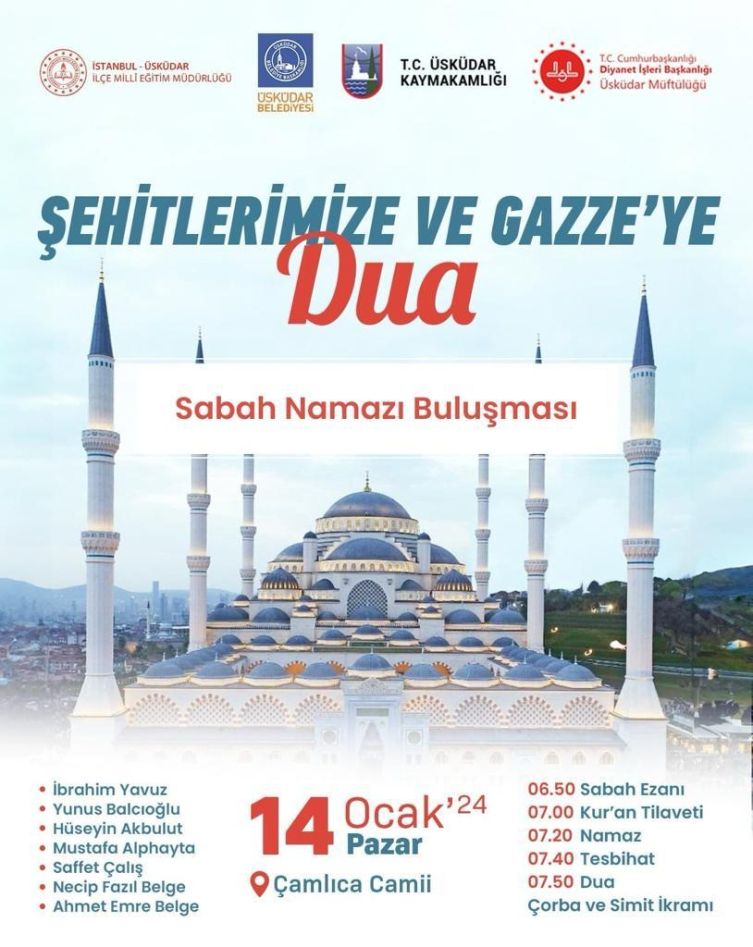 Çamlıca Camii'nde şehitlere ve Gazze'ye dua edilecek